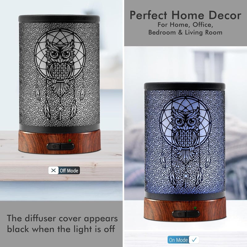 EQUSUPRO Essential Oil Diffuser 150ml Metal Aromatherapy Oil Diffuser Ultrasonic Cool Mist Diffuser with Auto Shut-Off Protection,7 Colors Changed LED for Home Office SPA Yoga (Owl) - Image 2